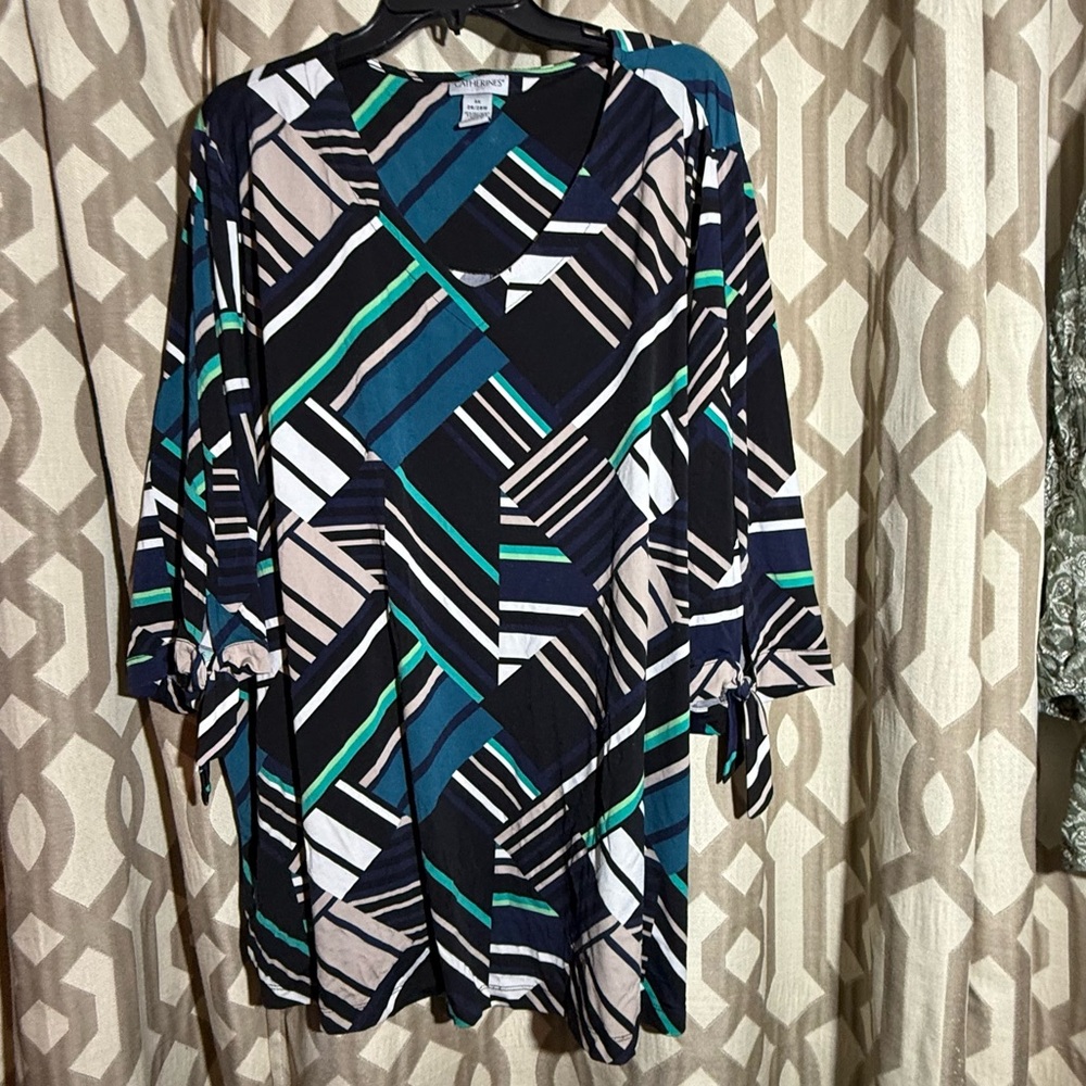 Catherines Multicolor Striped Top Size 3X 26/28 0072